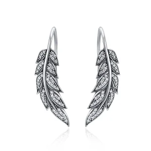 (image for) Pandora Style Silver Leaves Enamoured Hanging Earrings - SCE215