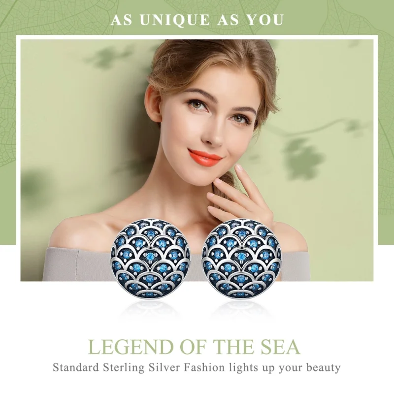 (image for) Pandora Style Silver Legend of The Sea Stud Earrings - SCE239 - View 2