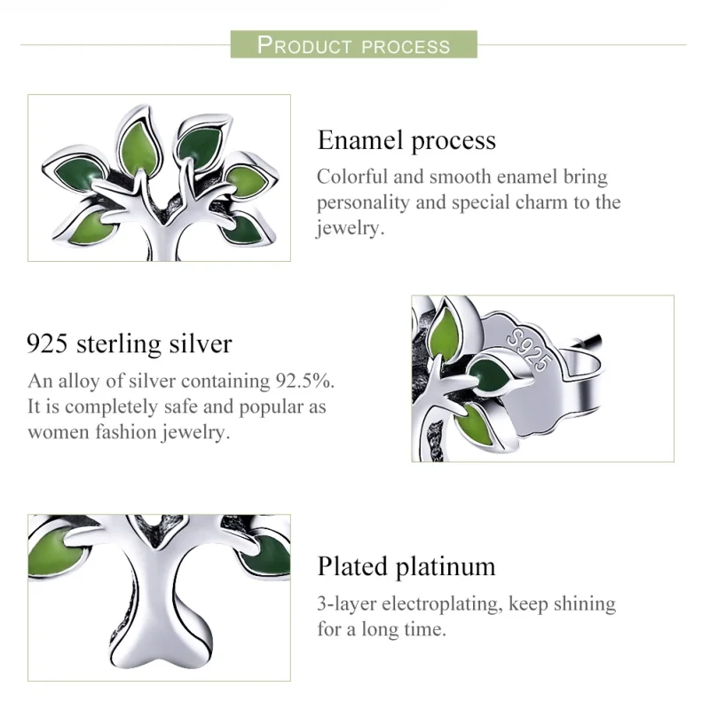 (image for) Pandora Style Silver Life Tree Stud Earrings - SCE409 - View 4