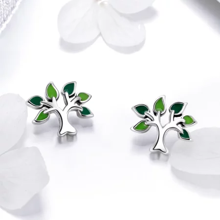 Pandora Style Silver Life Tree Stud Earrings - SCE409