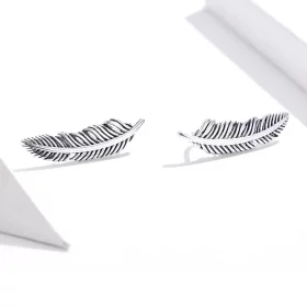 Pandora Style Silver Light As A Feather Stud Earrings - SCE865 Pandora Style Silver Light As A Feather Stud Earrings - SCE865