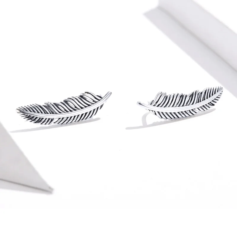 (image for) Pandora Style Silver Light As A Feather Stud Earrings - SCE865 - View 2