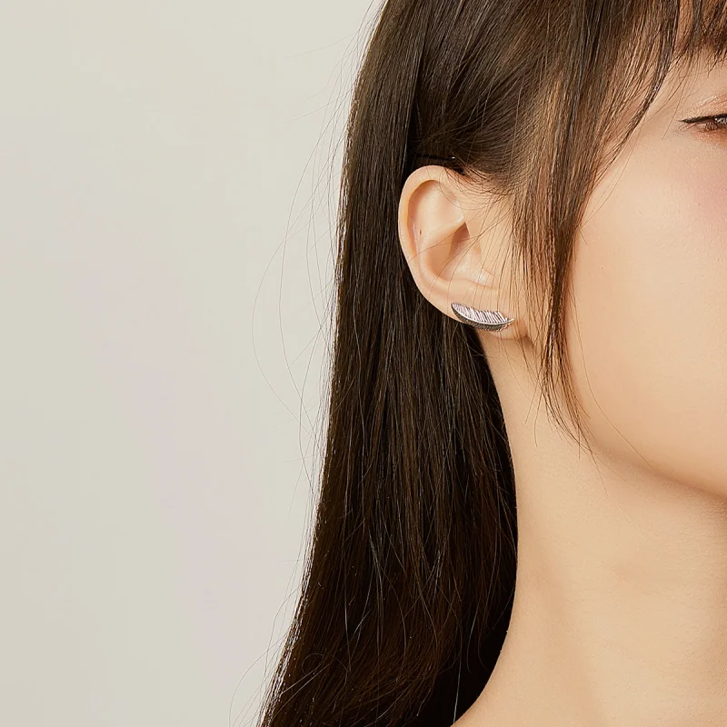 (image for) Pandora Style Silver Light As A Feather Stud Earrings - SCE865 - View 7