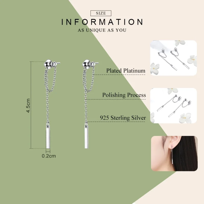 (image for) Pandora Style Silver Light Geometry Hanging Earrings - SCE550 - View 2