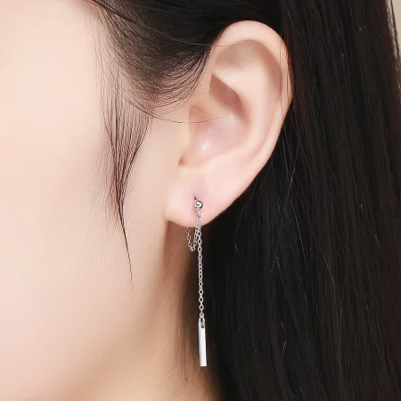 Pandora Style Silver Light Geometry Hanging Earrings - SCE550