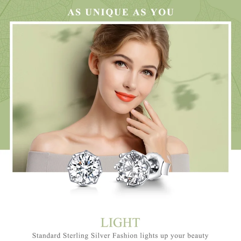 (image for) Pandora Style Silver Light Stud Earrings - SCE499 - View 2