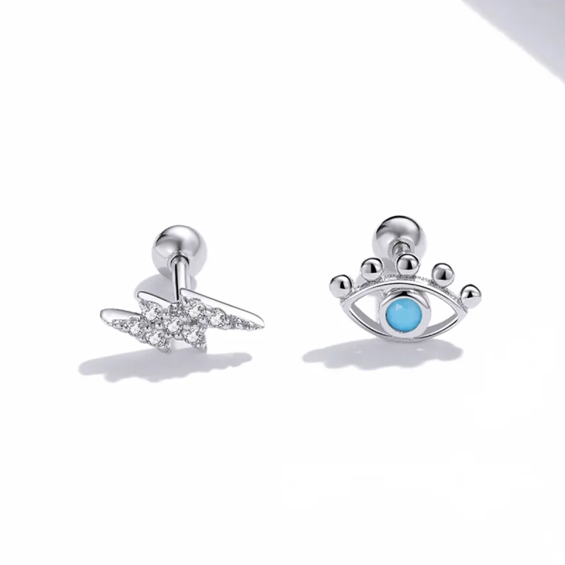 (image for) Pandora Style Silver Lightning Eye Stud Earrings - SCE1007 - View 4
