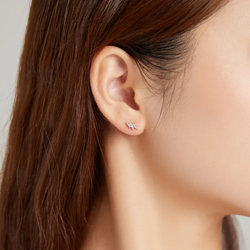 (image for) Pandora Style Silver Lightning Eye Stud Earrings - SCE1007 - View 6