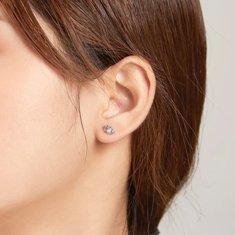 (image for) Pandora Style Silver Lightning Eye Stud Earrings - SCE1007 - View 8