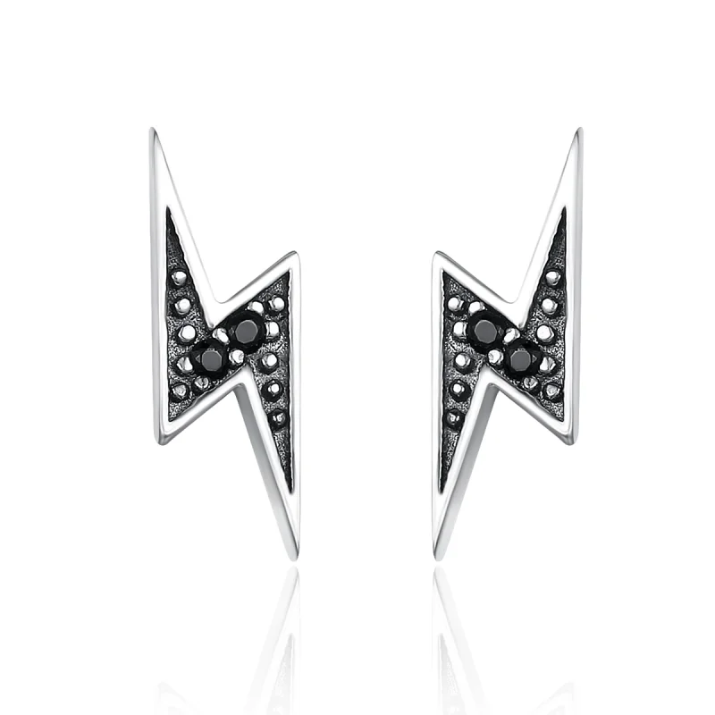 (image for) Pandora Style Silver Lightning Stud Earrings - SCE156 - Product Image