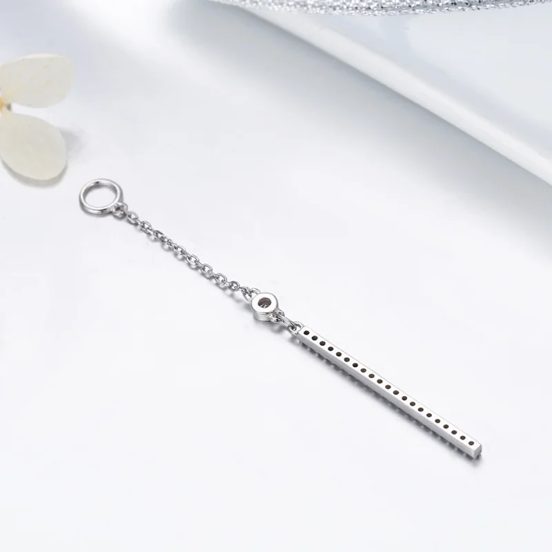 (image for) Pandora Style Silver Line Hanging Earrings - SCE081 - View 3