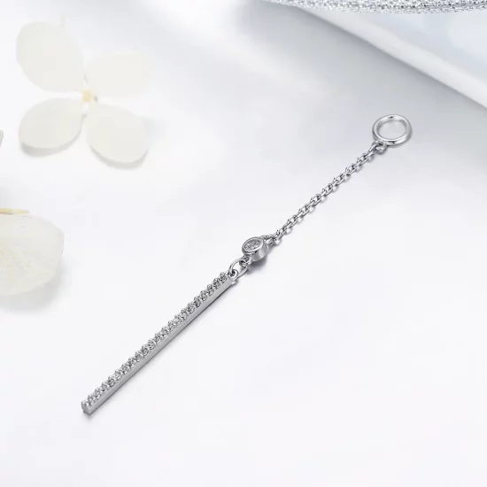 Pandora Style Silver Line Hanging Earrings - SCE081