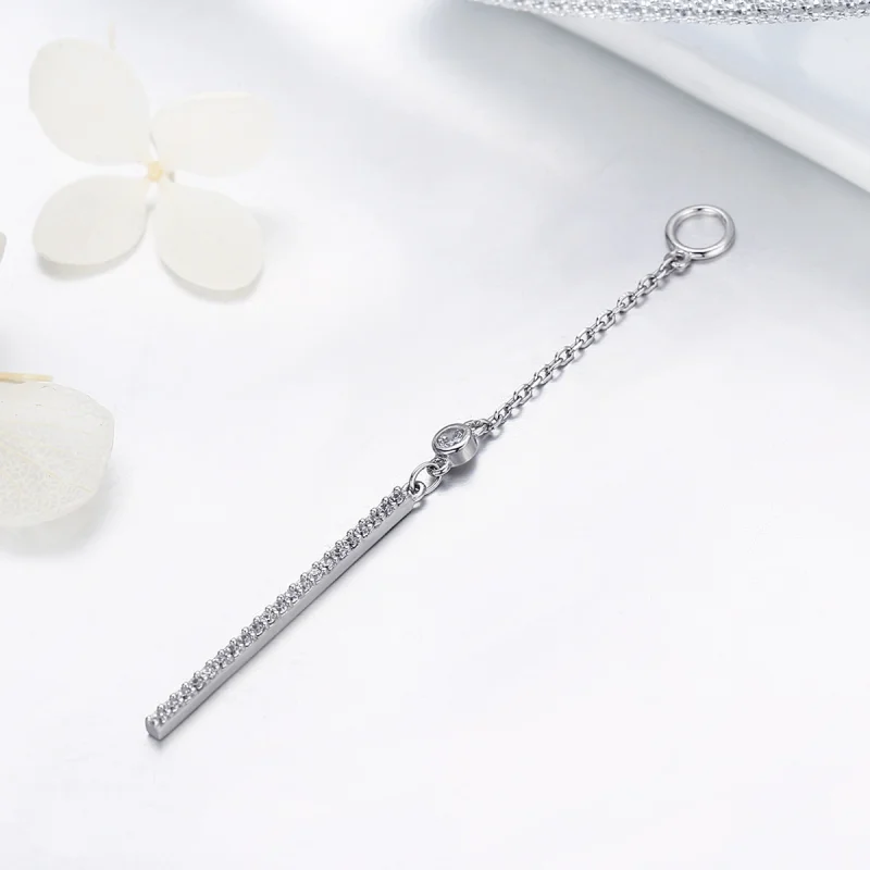 (image for) Pandora Style Silver Line Hanging Earrings - SCE081 - Product Image