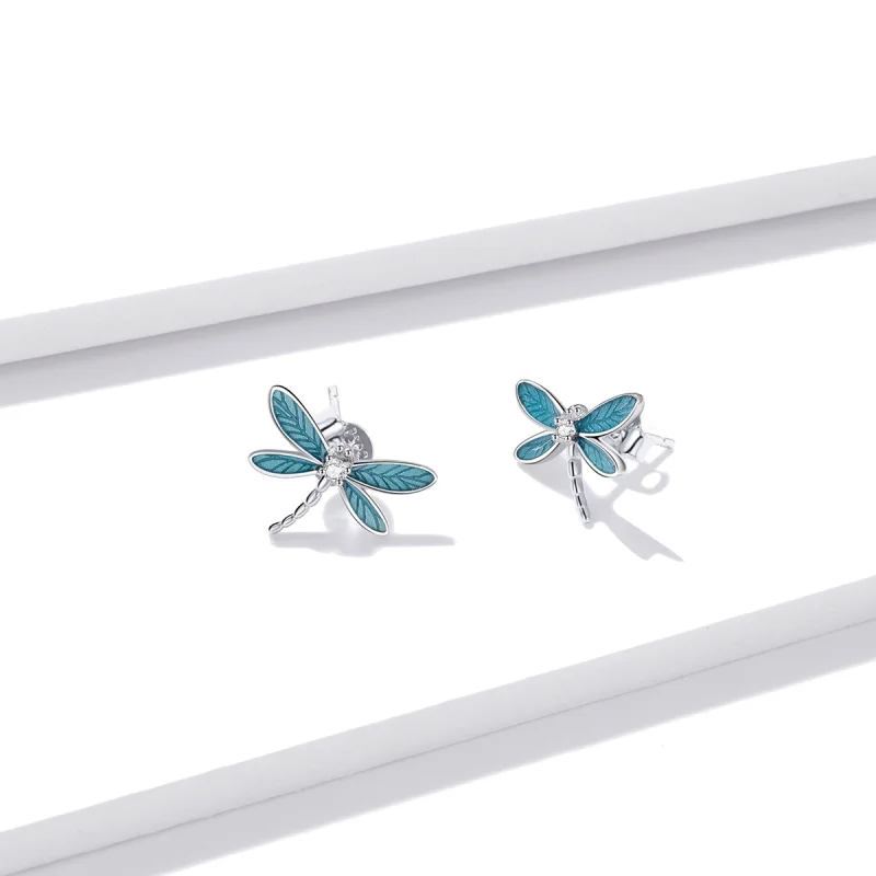 (image for) Pandora Style Silver Little Dragonfly Stud Earrings - BSE455 - View 3