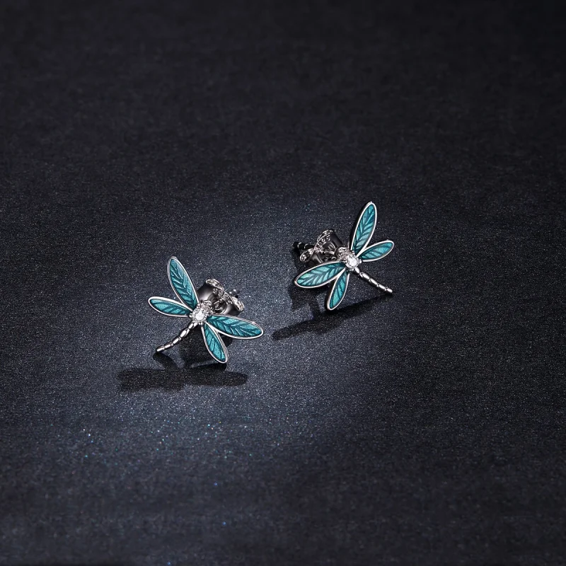 (image for) Pandora Style Silver Little Dragonfly Stud Earrings - BSE455 - View 5