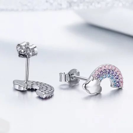 Pandora Style Silver Little Rainbow Stud Earrings - SCE578