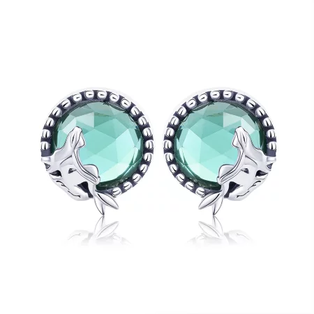 Pandora Style Silver Love of Mermaid Stud Earrings - SCE383
