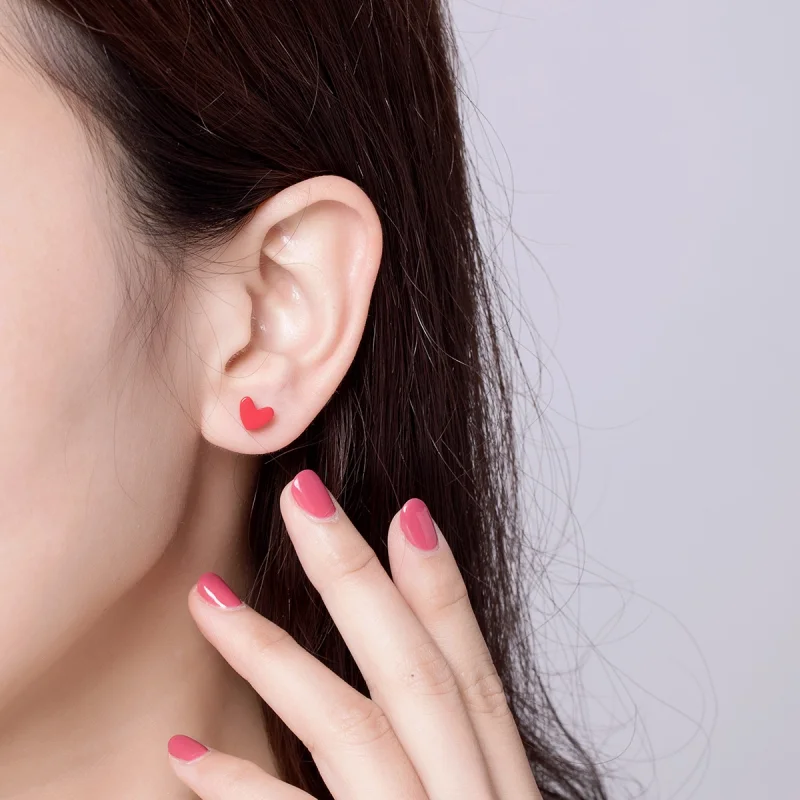 (image for) Pandora Style Silver Love Stud Earrings - SCE595 - View 4