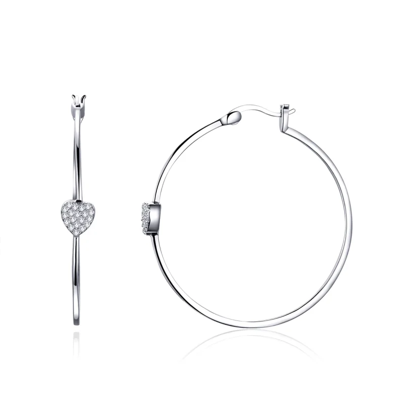 (image for) Pandora Style Silver Love You Hoop Earrings - SCE518 - Product Image
