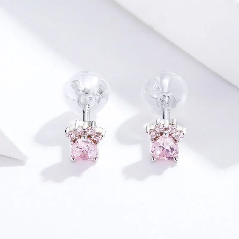 (image for) Pandora Style Silver Lovely Claws Stud Earrings - SCE781 - View 3