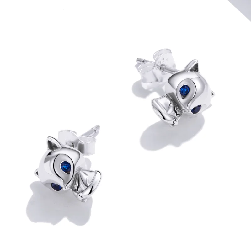 (image for) Pandora Style Silver Lovely Fox Stud Earrings - SCE1084 - View 2