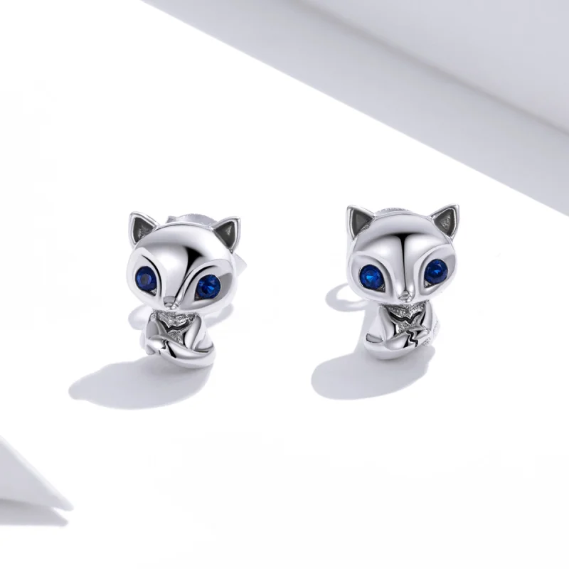 (image for) Pandora Style Silver Lovely Fox Stud Earrings - SCE1084 - View 3