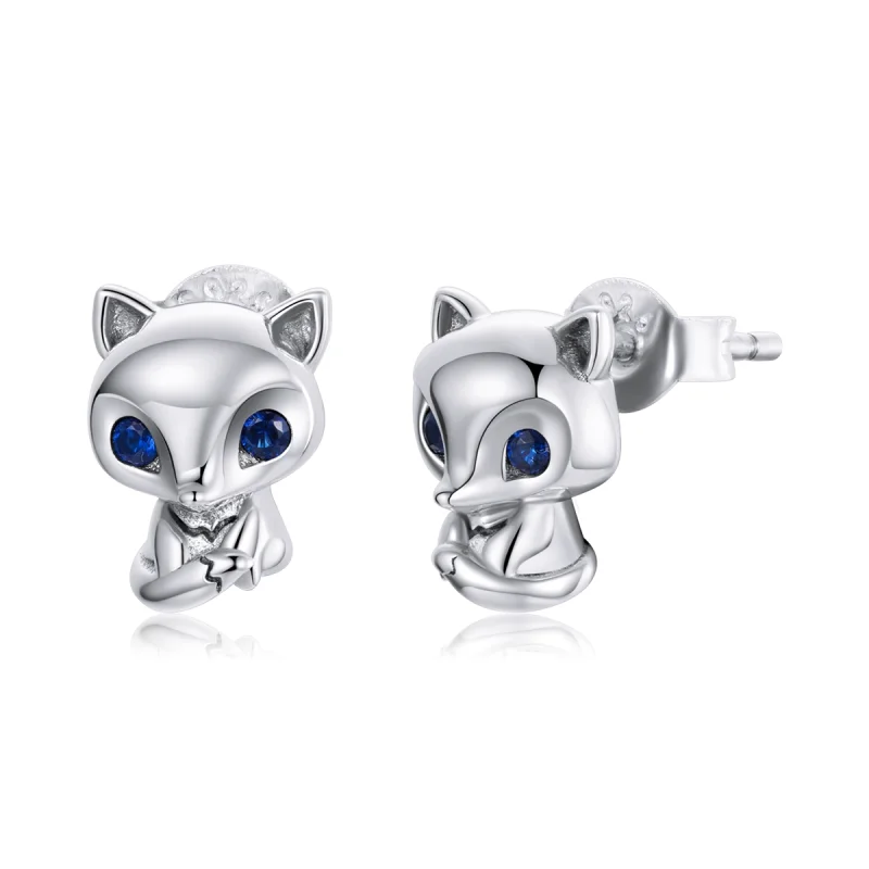 (image for) Pandora Style Silver Lovely Fox Stud Earrings - SCE1084 - Product Image