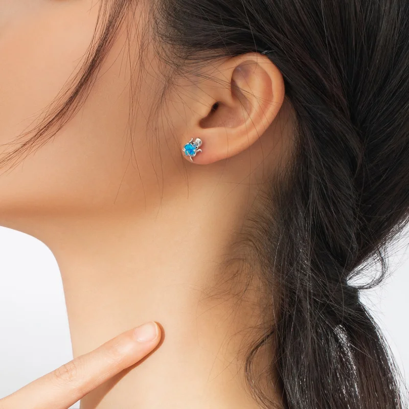 (image for) Pandora Style Silver Lovely Octopus Stud Earrings - SCE881 - View 6