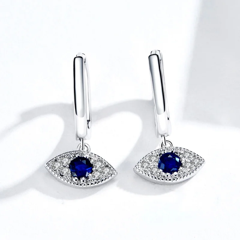 (image for) Pandora Style Silver Lucky Eyes Dangle Earrings - BSE274 - View 3