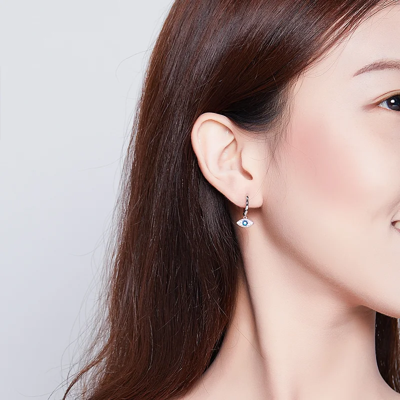 (image for) Pandora Style Silver Lucky Eyes Dangle Earrings - BSE274 - View 5