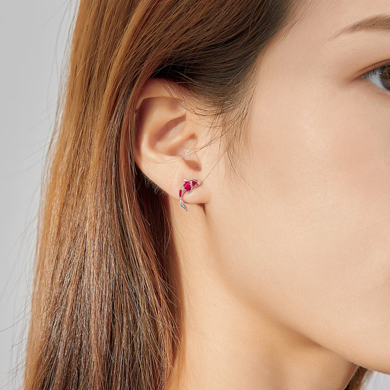 (image for) Pandora Style Silver Lucky Koi Stud Earrings - SCE812 - View 7