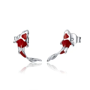 (image for) Pandora Style Silver Lucky Koi Stud Earrings - SCE812