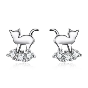 (image for) Pandora Style Silver Meow Star Stud Earrings - SCE537
