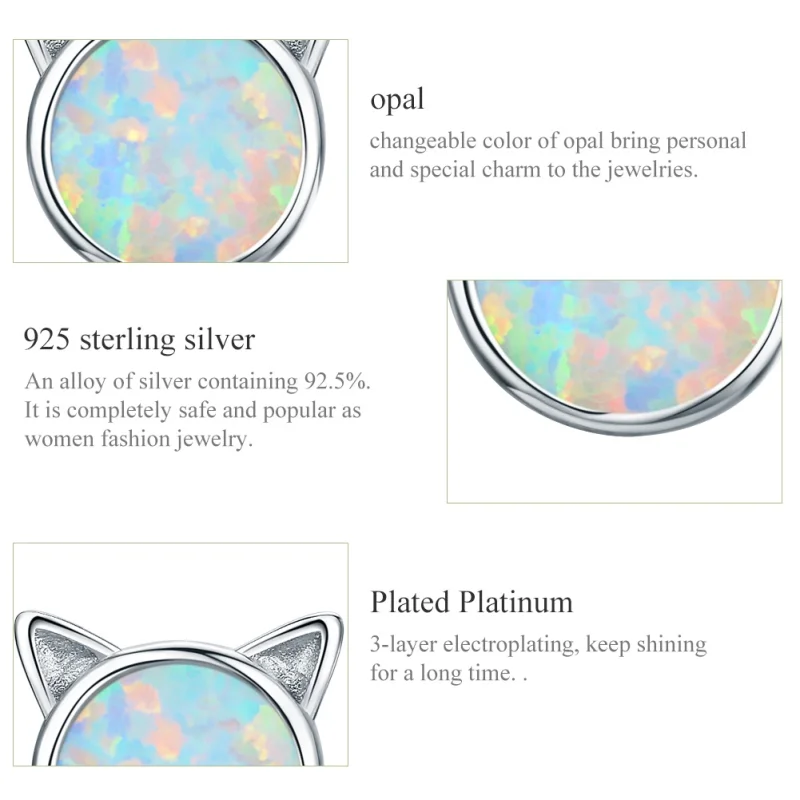 (image for) Pandora Style Silver Meow Star Stud Earrings - SCE538-Q - View 3