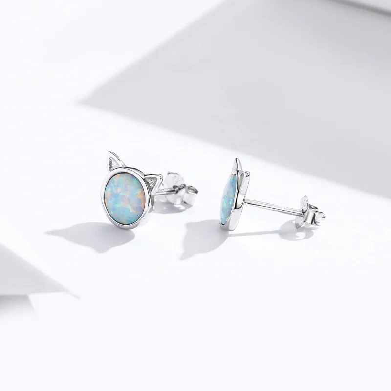 (image for) Pandora Style Silver Meow Star Stud Earrings - SCE538-Q - View 4