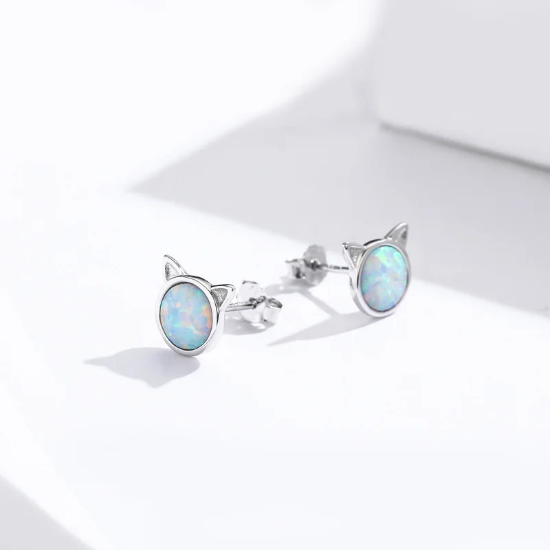 (image for) Pandora Style Silver Meow Star Stud Earrings - SCE538-Q - View 5