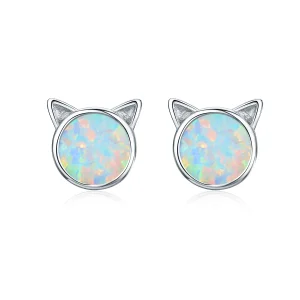 (image for) Pandora Style Silver Meow Star Stud Earrings - SCE538-Q