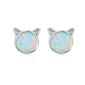 Pandora Style Silver Meow Star Stud Earrings - SCE538-Q