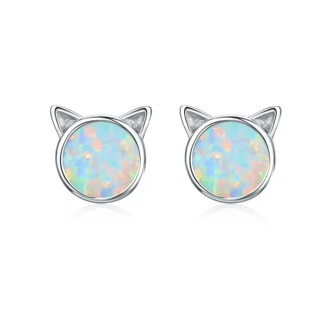 Pandora Style Silver Meow Star Stud Earrings - SCE538-Q