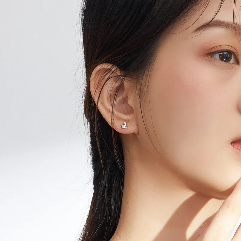 (image for) Pandora Style Silver Mischievous Cat Stud Earrings - SCE832 - View 5