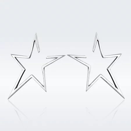 Pandora Style Silver Modern Star Stud Earrings - SCE107