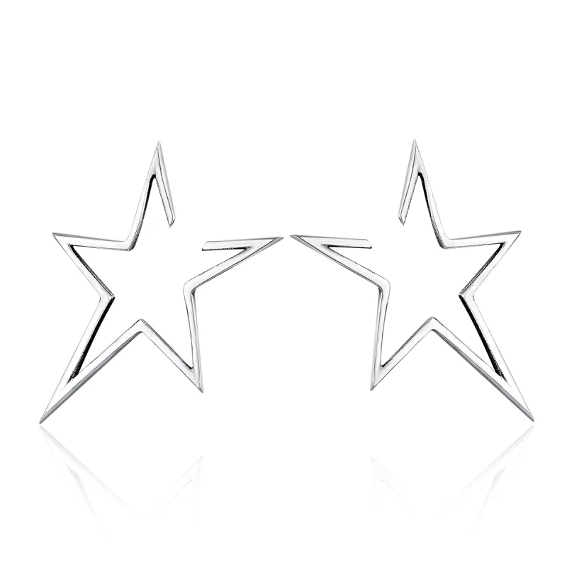(image for) Pandora Style Silver Modern Star Stud Earrings - SCE107 - Product Image