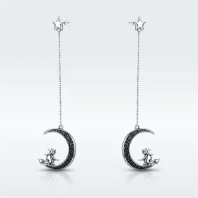 Pandora Style Silver Moon Dangle Earrings - SCE287 Pandora Style Silver Moon Dangle Earrings - SCE287
