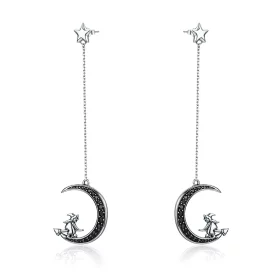 Pandora Style Silver Moon Dangle Earrings - SCE287 Pandora Style Silver Moon Dangle Earrings - SCE287