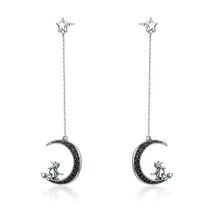 (image for) Pandora Style Silver Moon Dangle Earrings - SCE287