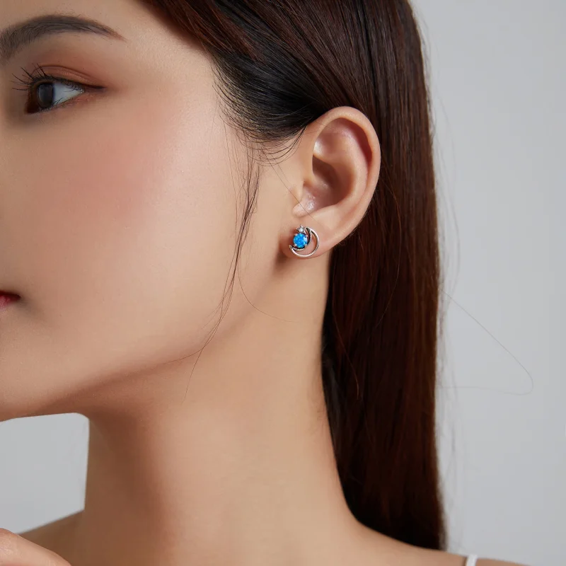 (image for) Pandora Style Silver Mysterious Planet Stud Earrings - SCE1133 - View 6