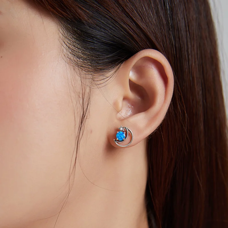 (image for) Pandora Style Silver Mysterious Planet Stud Earrings - SCE1133 - View 7