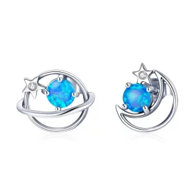 Pandora Style Silver Mysterious Planet Stud Earrings - SCE1133 Pandora Style Silver Mysterious Planet Stud Earrings - SCE1133
