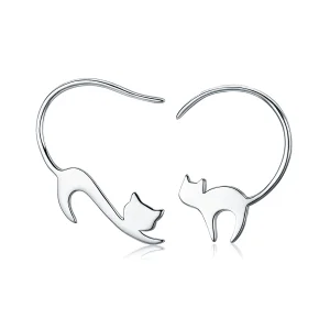 (image for) Pandora Style Silver Naughty Kitten Stud Earrings - SCE073