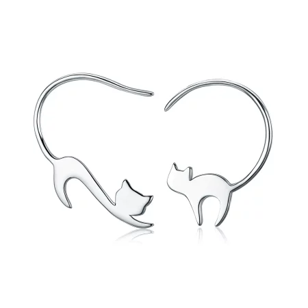 Pandora Style Silver Naughty Kitten Stud Earrings - SCE073